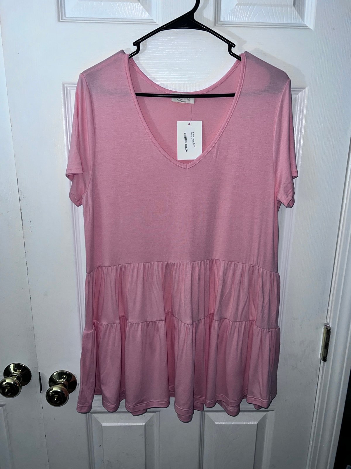 Be Stage Bellini Tiered Tunic In Light Pink Size Large NEW d5Orzb516