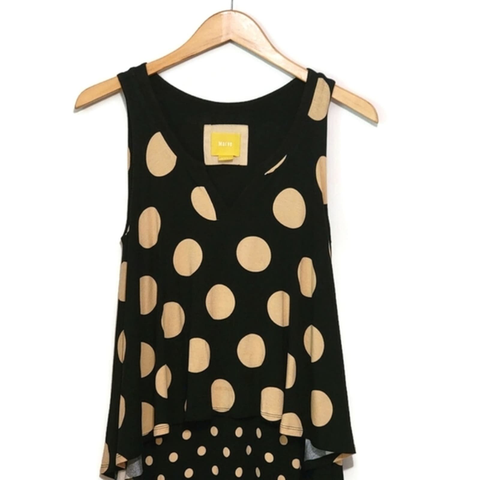 Anthropologie Maeve Polka Dot V Neck Sleeveless Layered Black Mini Dress Size XS 32CfBD3ST