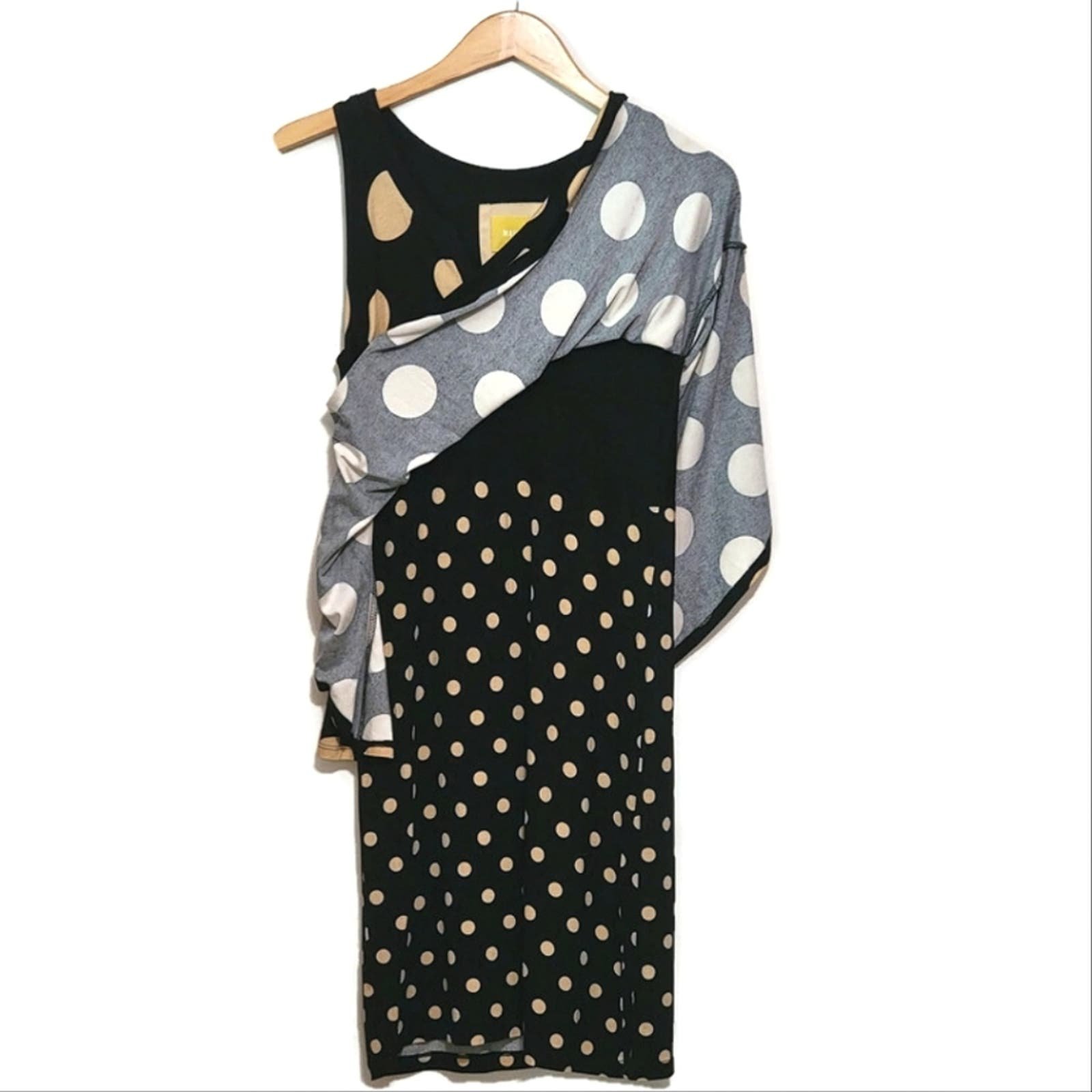 Anthropologie Maeve Polka Dot V Neck Sleeveless Layered Black Mini Dress Size XS 32CfBD3ST