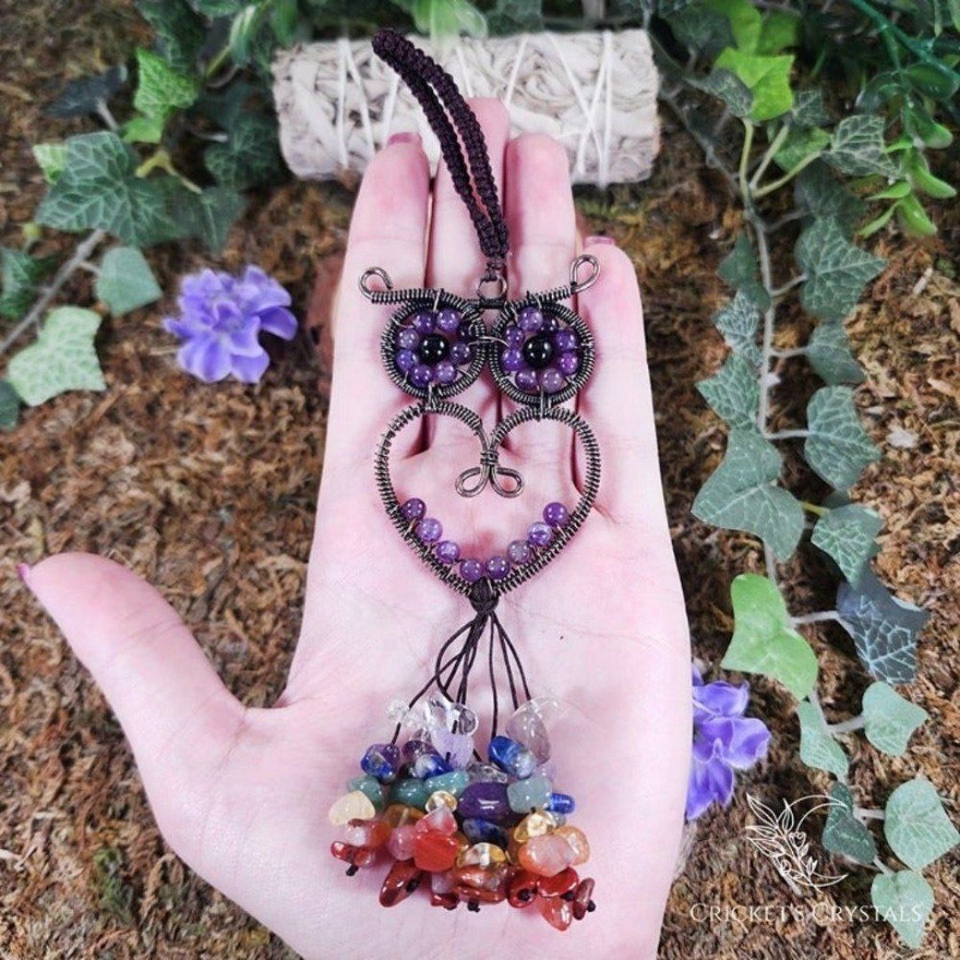 Handmade Amethyst Crystal Owl Décor #65 bPzUjd0aw