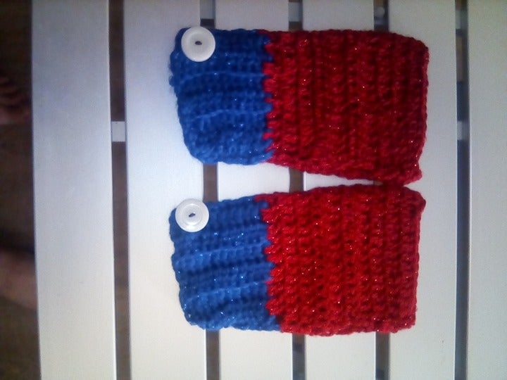 Handmade Crocheted Fingerless Gloves Red/Blue eueyIBUKW