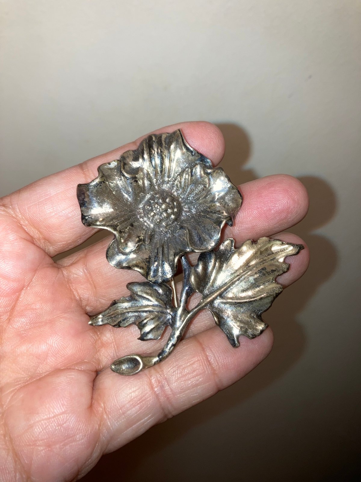 sterling silver huge flower Brooch bvWvbWOJO
