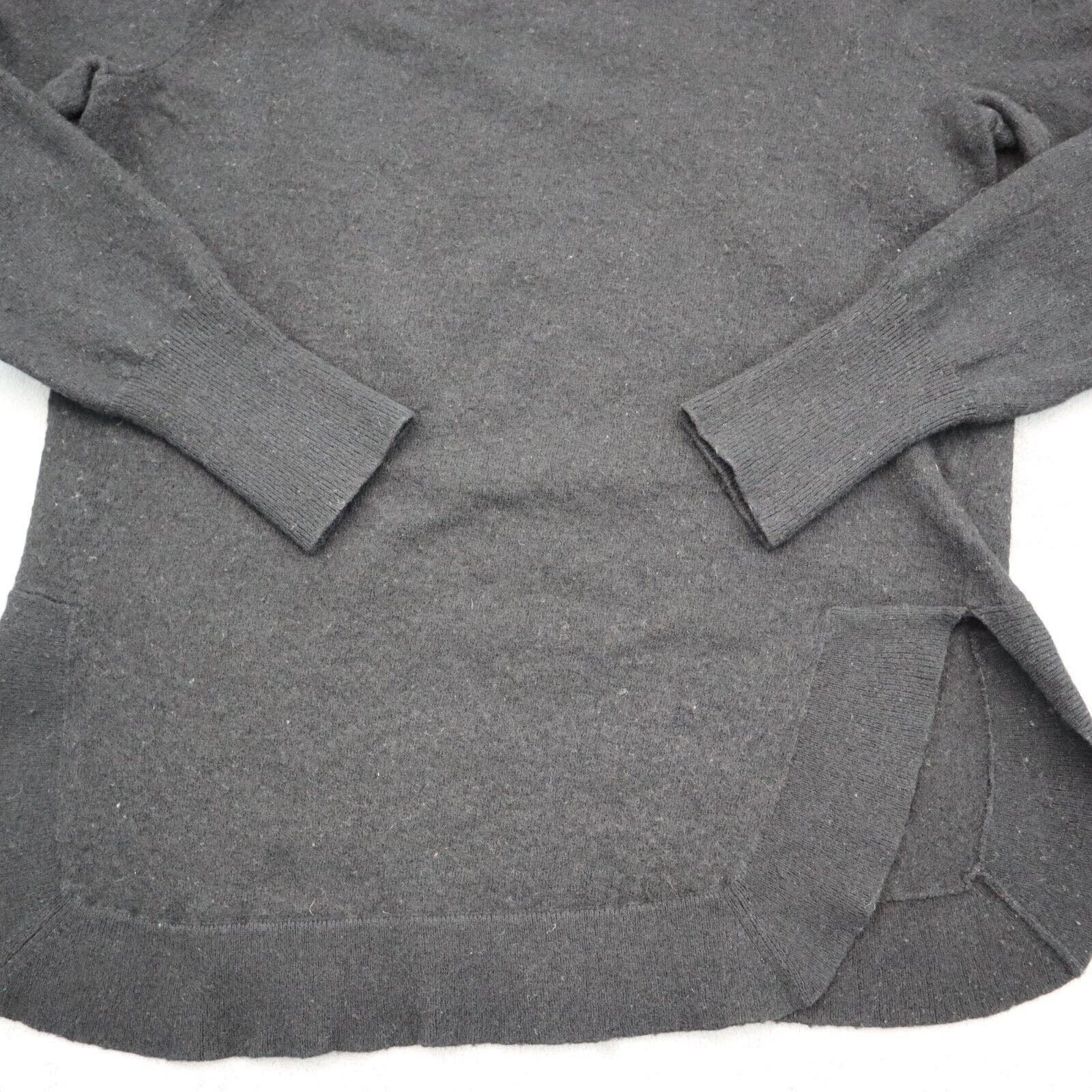 J Crew Sweater Womens XS Black Crew Neck Side Slit Quarter Sleeve Pullover aP34PZIOv