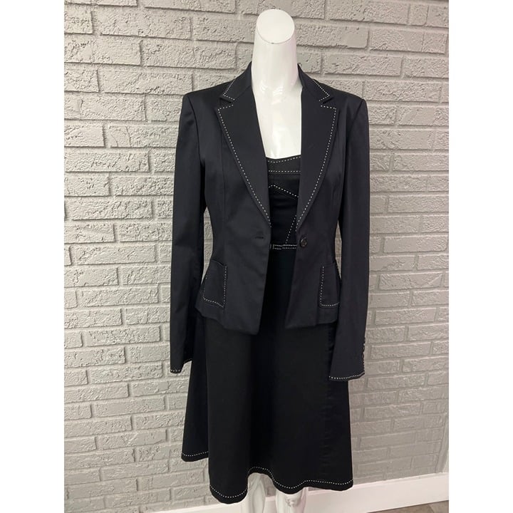 Gianni Bini Women Black With Contrast Stitching Dress & Jacket Set Size S dummRwCfQ