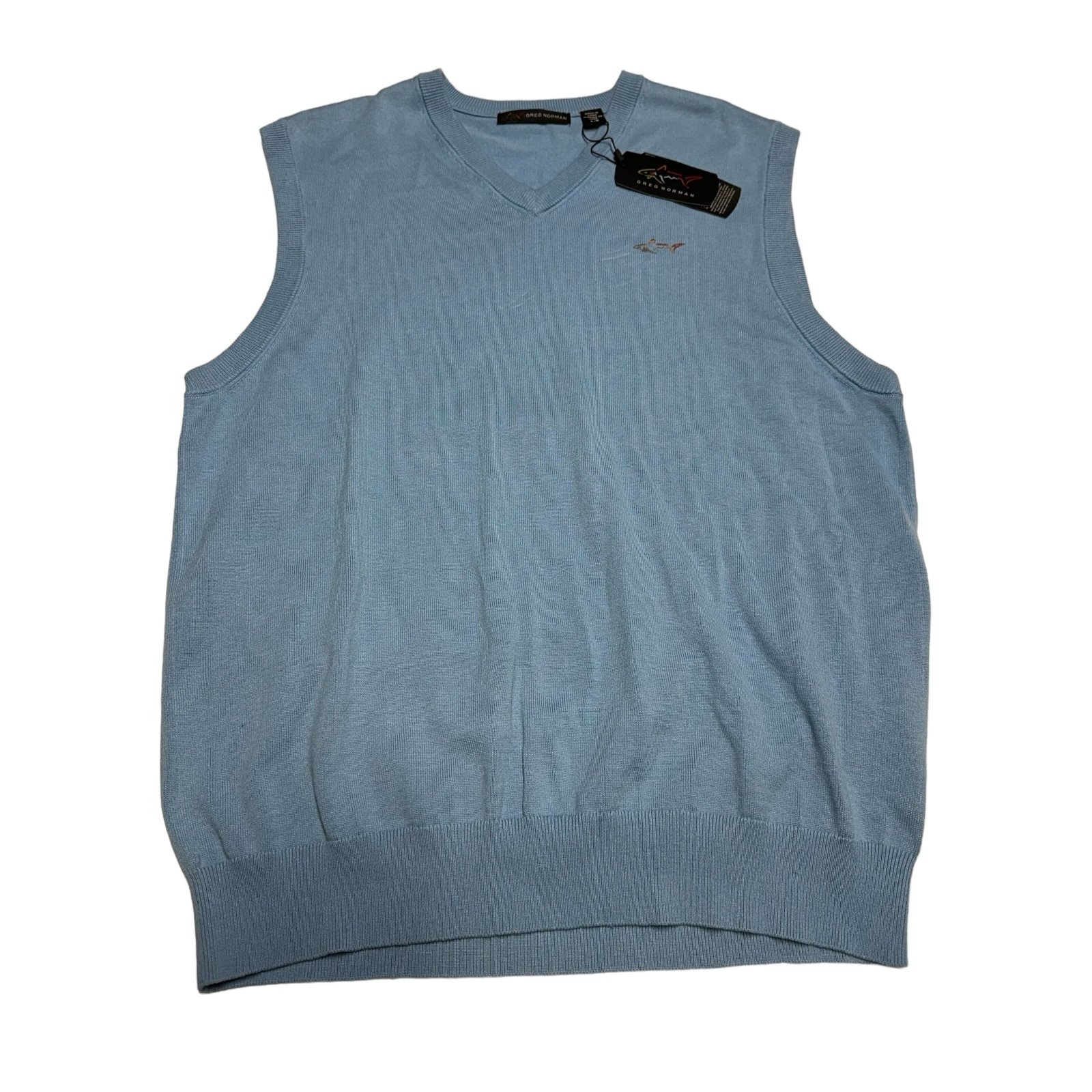 NWT Greg Norman Blue Knit V-Neck Sleeveless Pullover Sweater Vest Golf Men´s L GDGIvuSwe