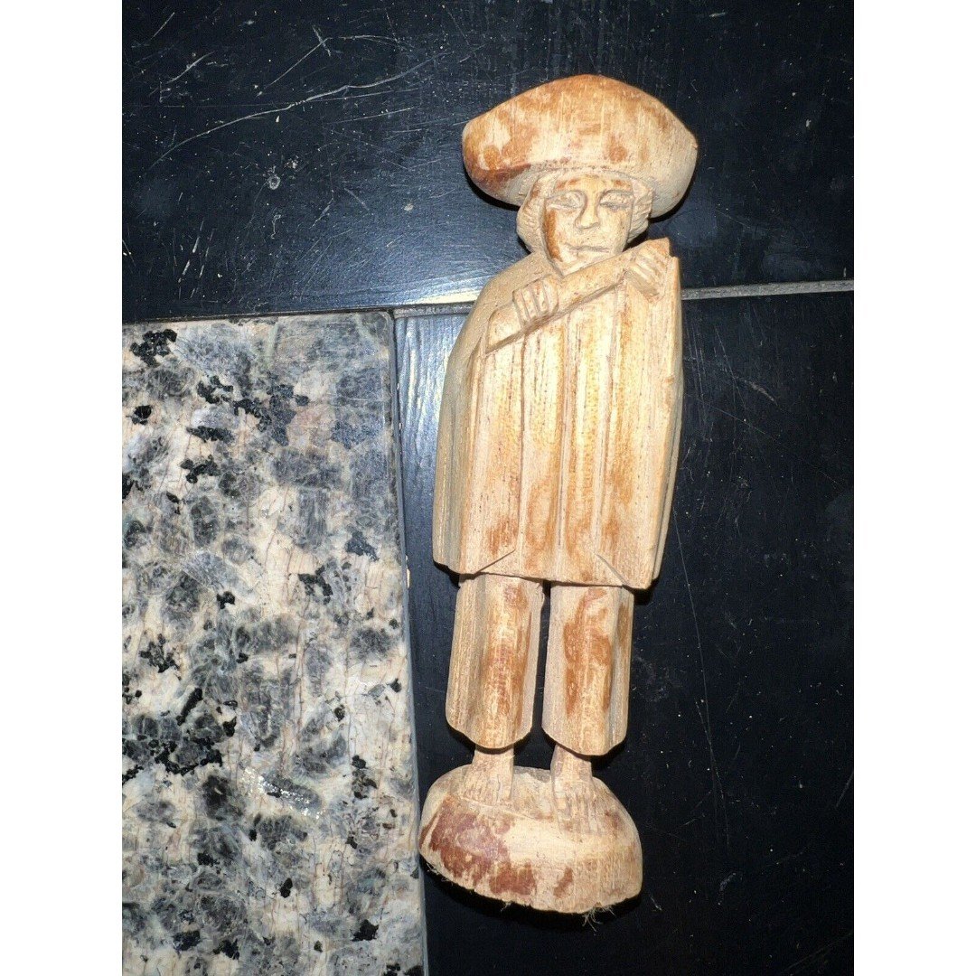 Ecuador Hand Carved Primitive Ethnic Import Wood Folk Art Man Figure Donkey Lot GCGEVKxv8