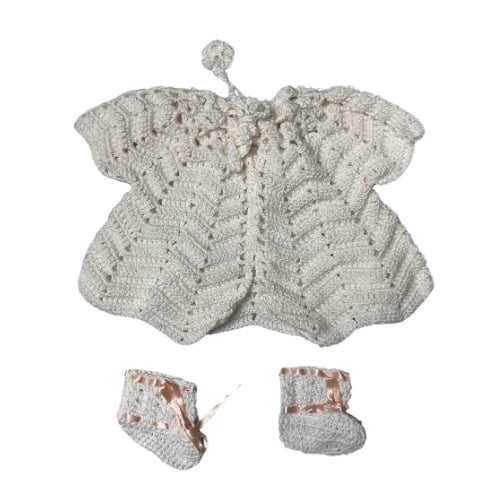 Handmade knitted sweater and booties for newborn 6ID9DZ