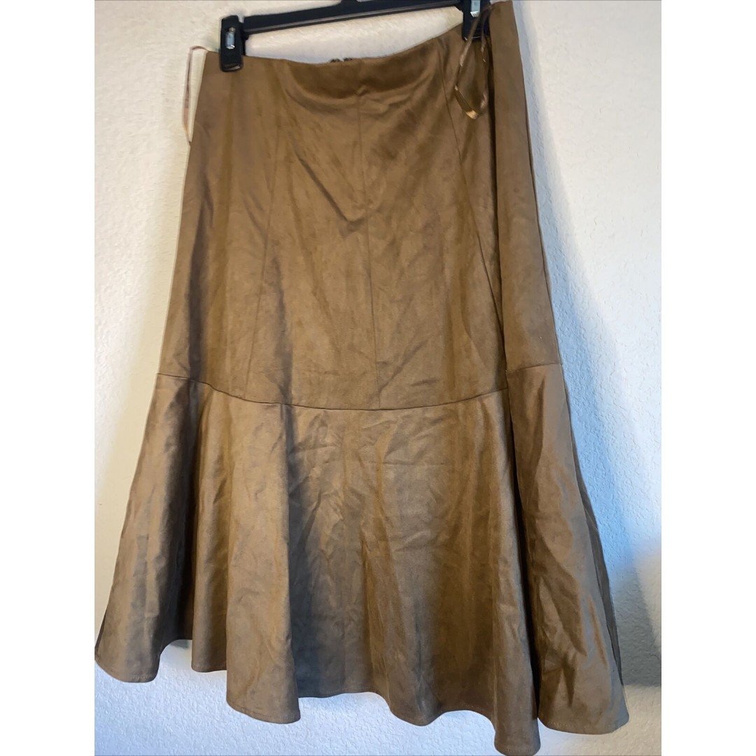 Antonio Melani Maisee Suede Women MIDI Brown Casual Skirt 8 Flare Western New DPrZscaJU