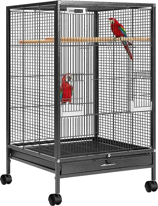 Bird Cage 30 Inch Height Wrought Iron with Rolling Stan