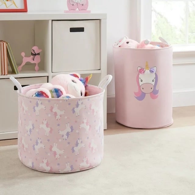 Round Unicorn Canvas Laundry Hamper and Toy Bin, Set of 2----hcjk fQYS4elA9
