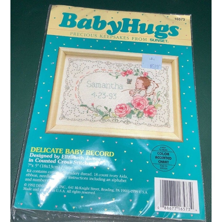 Baby Hugs Precious Keepsakes Cross-Stitch Sunset Delicate Baby Record Elizabeth 6nBxWp8sG
