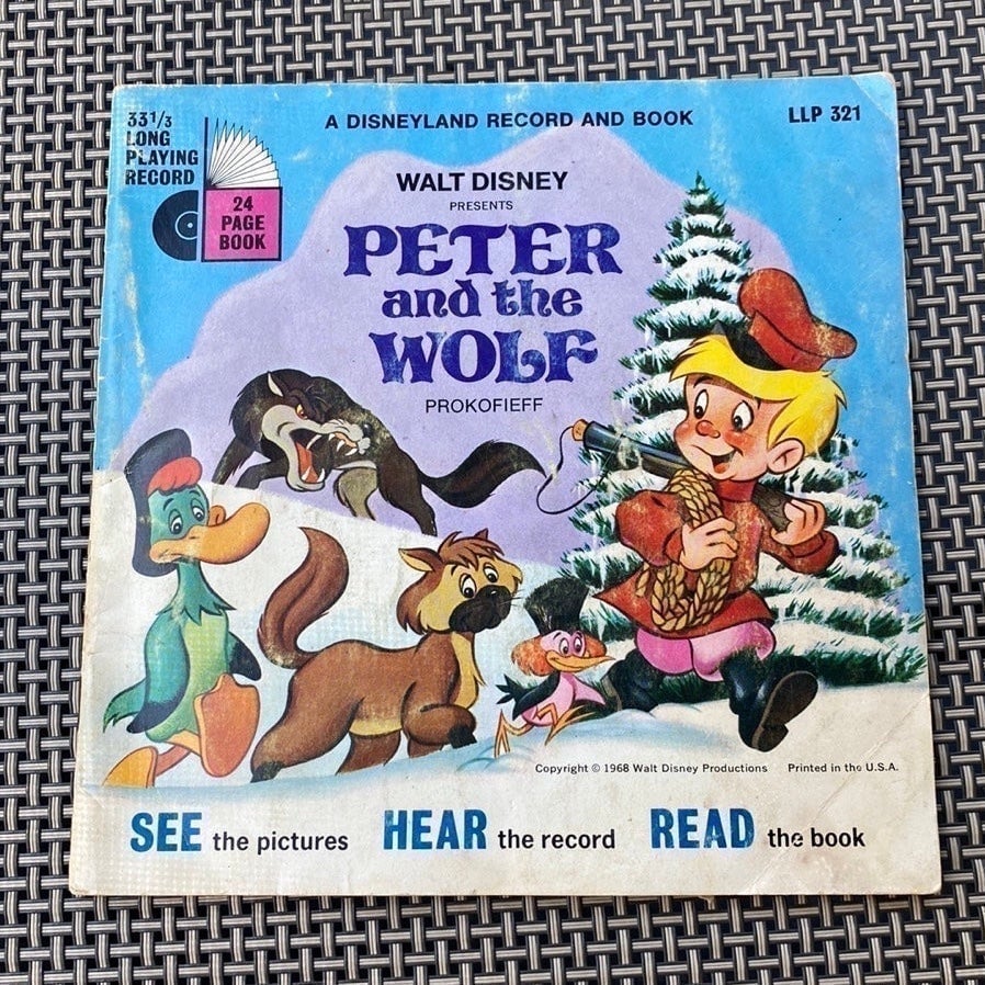 Vintage Peter and the wolf book and vinyl set bzzeOvZME
