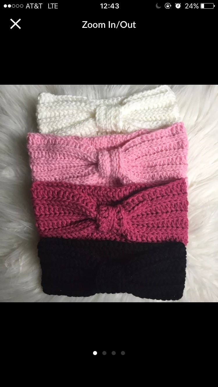 QTY: (4) Crocheted Knot Headbands | HANDMADE | ADULT SIZE | Mix & Match colors! 8lZ5ZOi9b