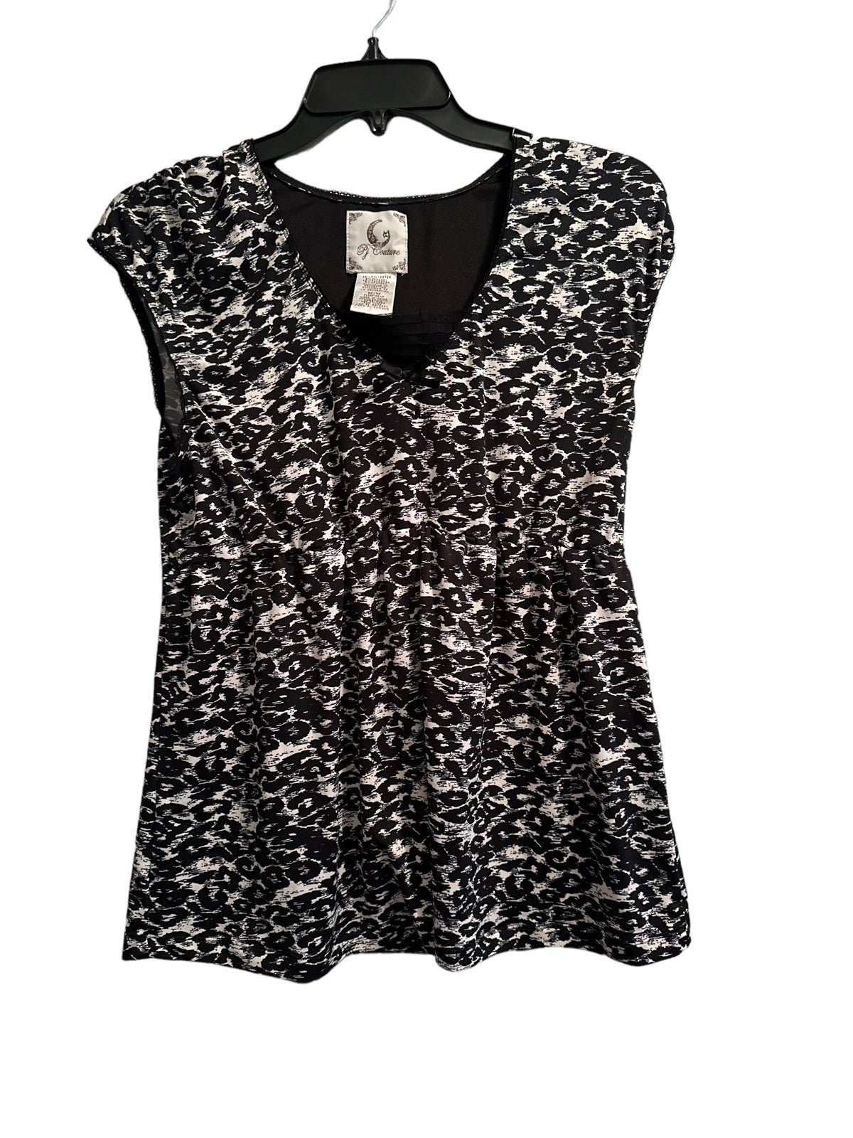 PJ Couture Women’s Short Sleeve Summer Top, Black & White, Medium CPru6ybBO