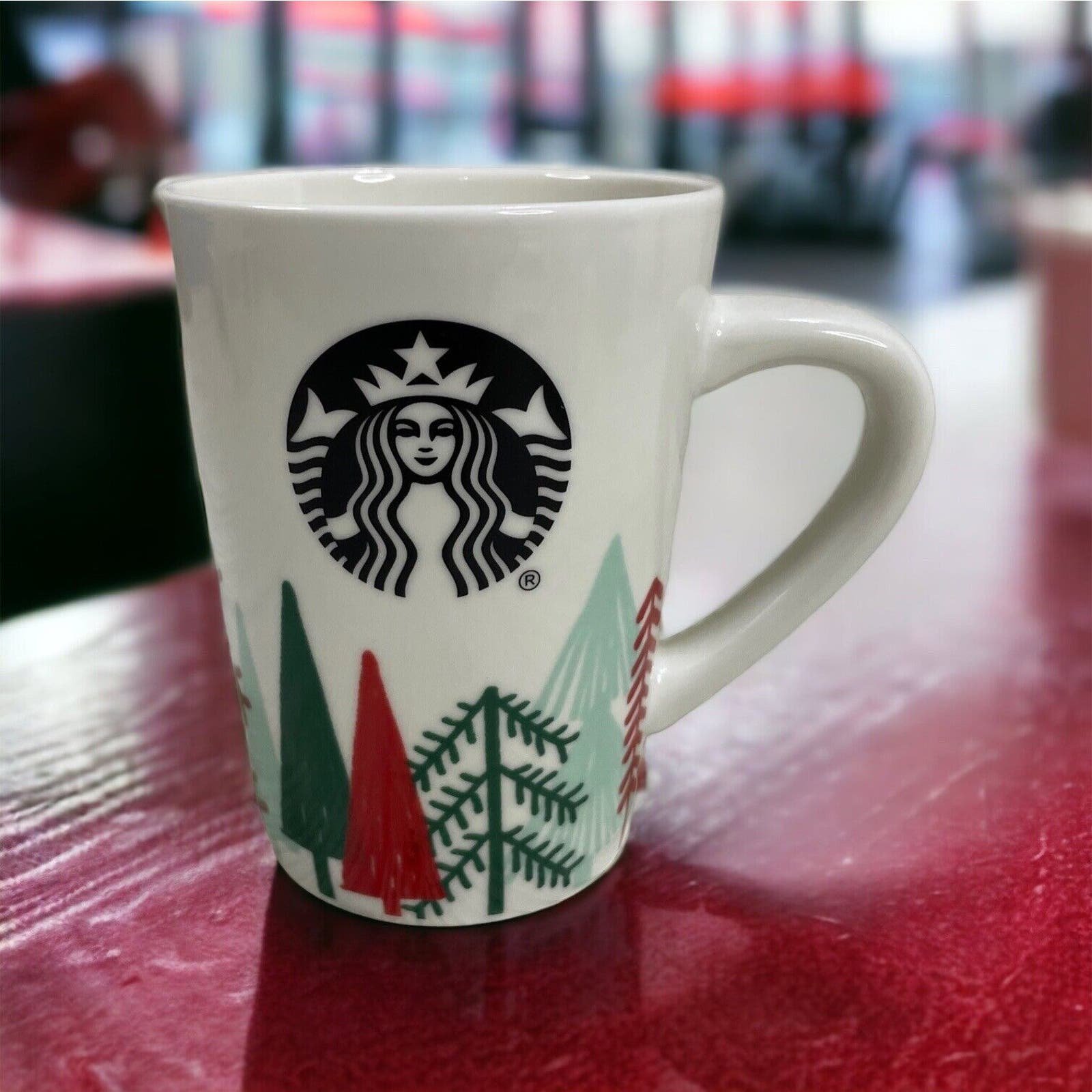 Starbucks Christmas Holiday Coffee Mug Cup Green & Red 