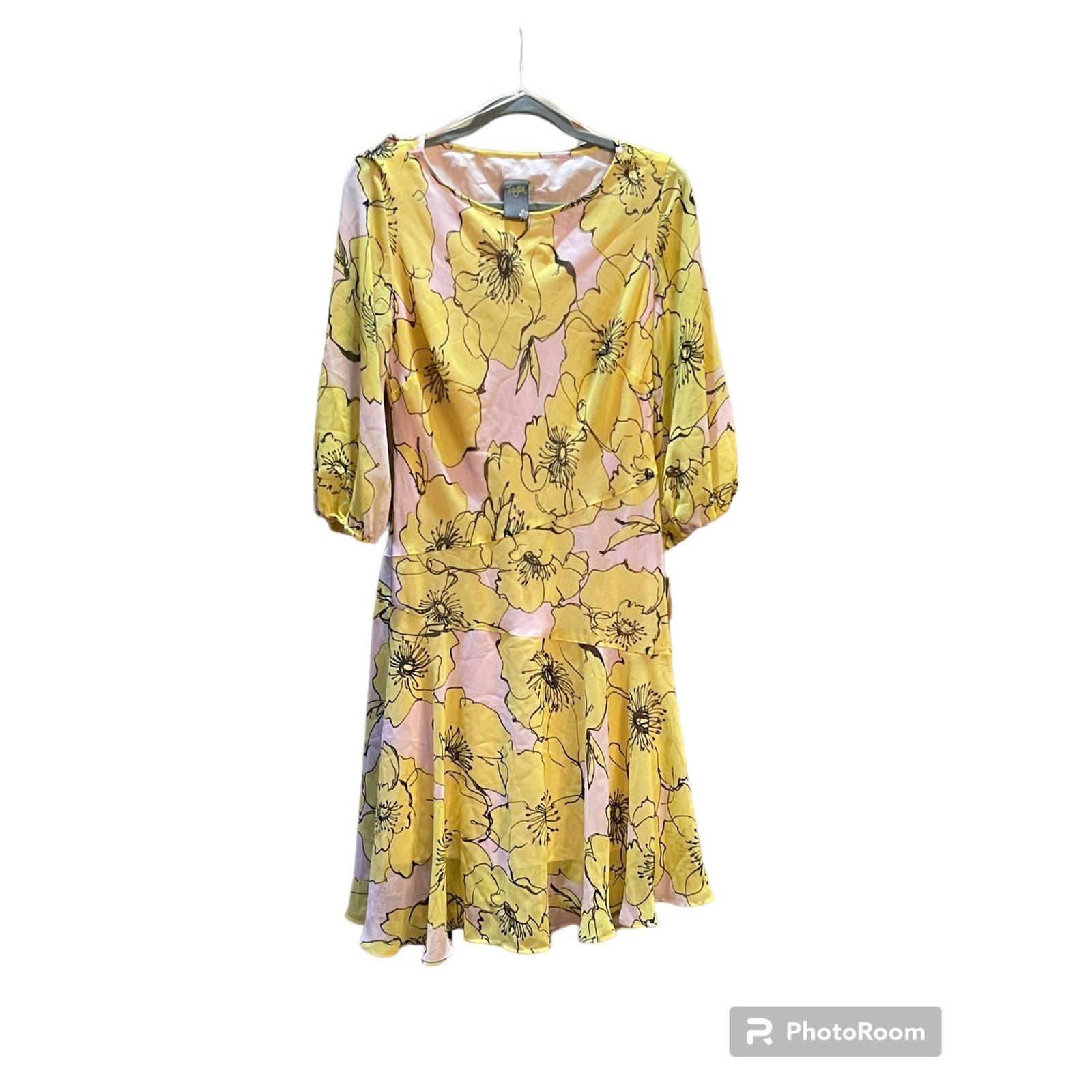 NWT Taylor Ruffle Hem Floral Chiffon Dress Size 8 GHWm9G5rX