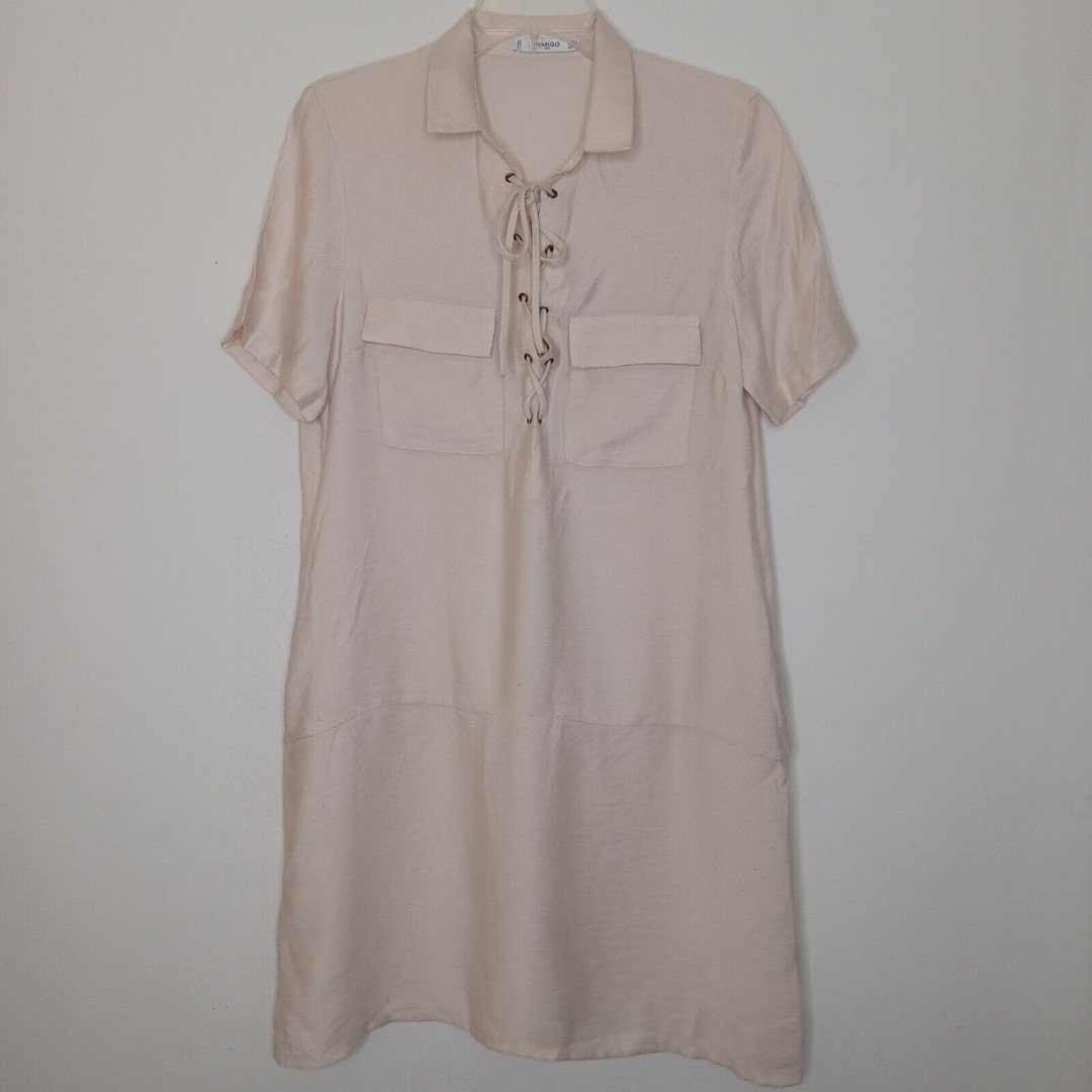 Mango Dress size 8 Soft Peach or Pink Shirt Dress Flawe