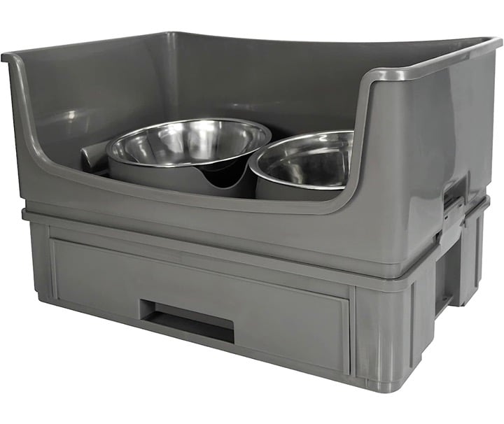 Double Dog Water & Food Bowl Station w/ Detachable Draw