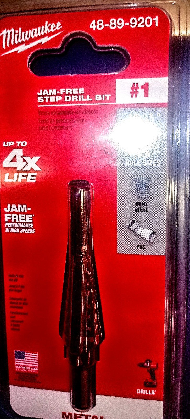 Milwaukee Jam Free Black Oxide Step Drill Bit #1 545czqw1M