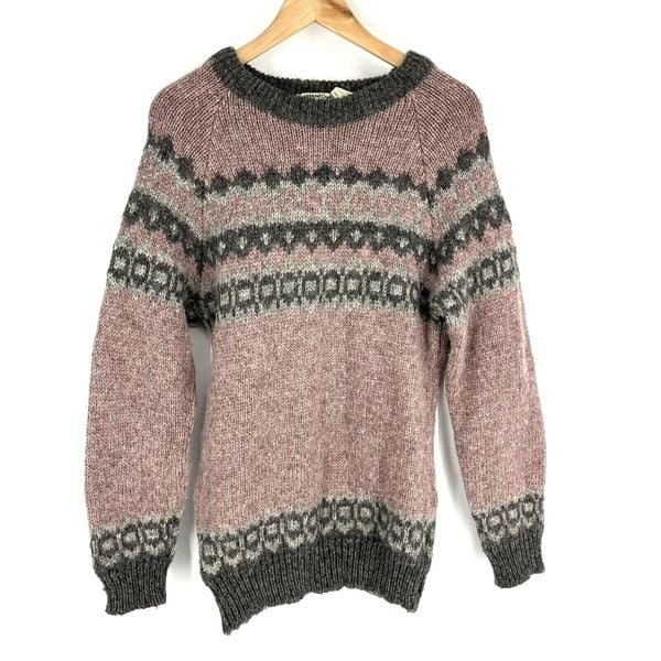 Highland Craft Sweater Size Medium Womens Pink Fair Isl