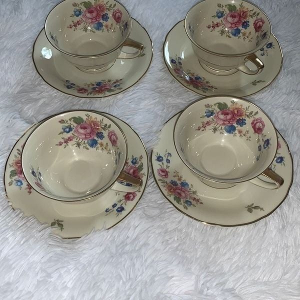 Vintage 1930’s Selb Bavaria Heinrich & Co Tea Cups and Saucers 4 bosSX2TX6