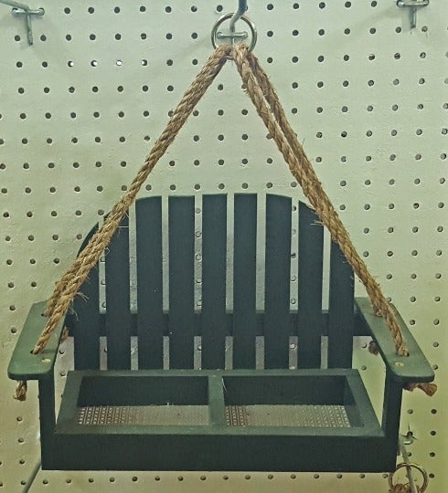 Wooden Hanging Green Bird Feeder Bench Swing Seat Seed 