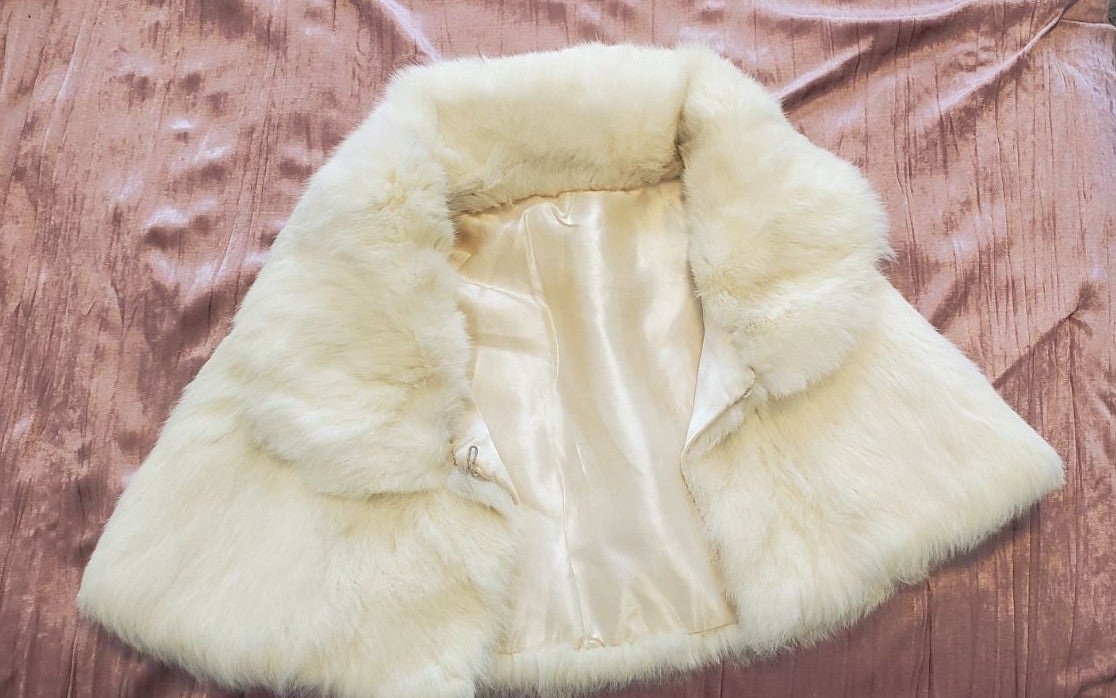 Vintage White Fur Shawl bYLJau0UF
