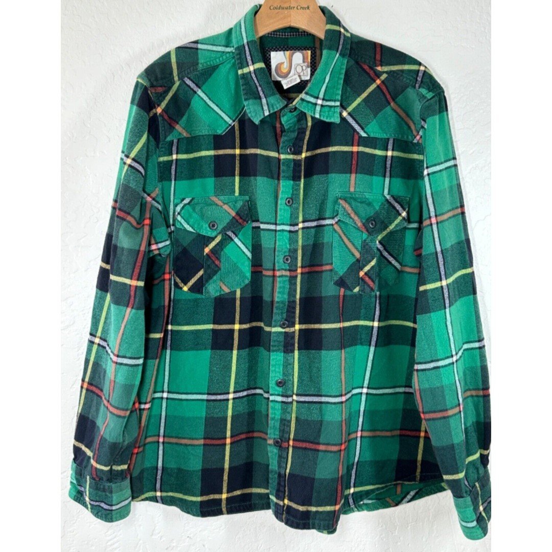 VINTAGE OP Ocean Pacific Men’s Flannel Shirt Plaid Long Sleeve 80s 2XL (50-52) cRIKD1Czj