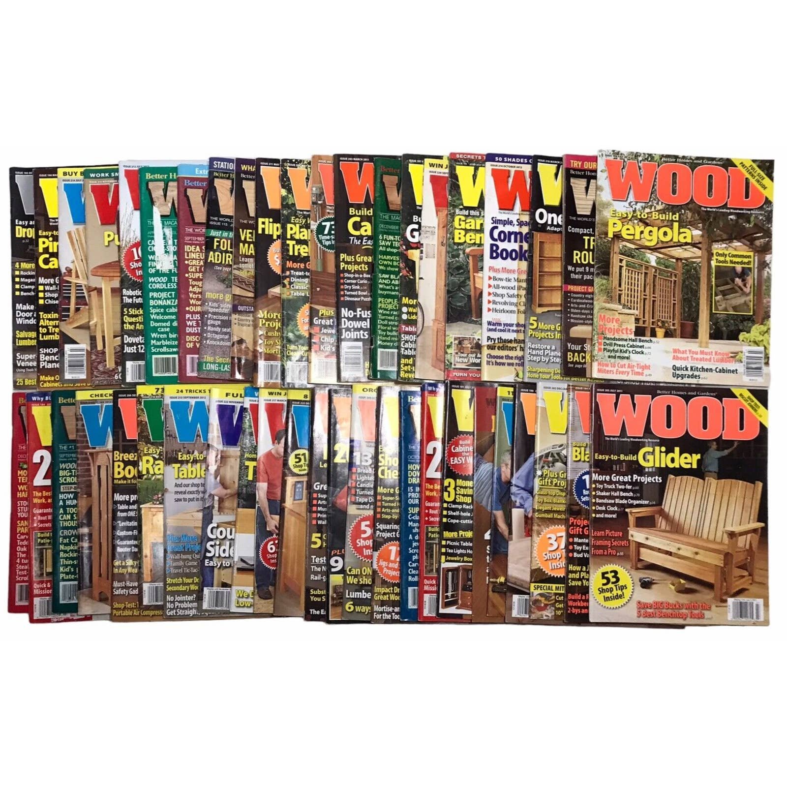 Better Homes and Gardens Wood Woodworking Magazine Lot of 45 DIY Project Plans awSZC08j0