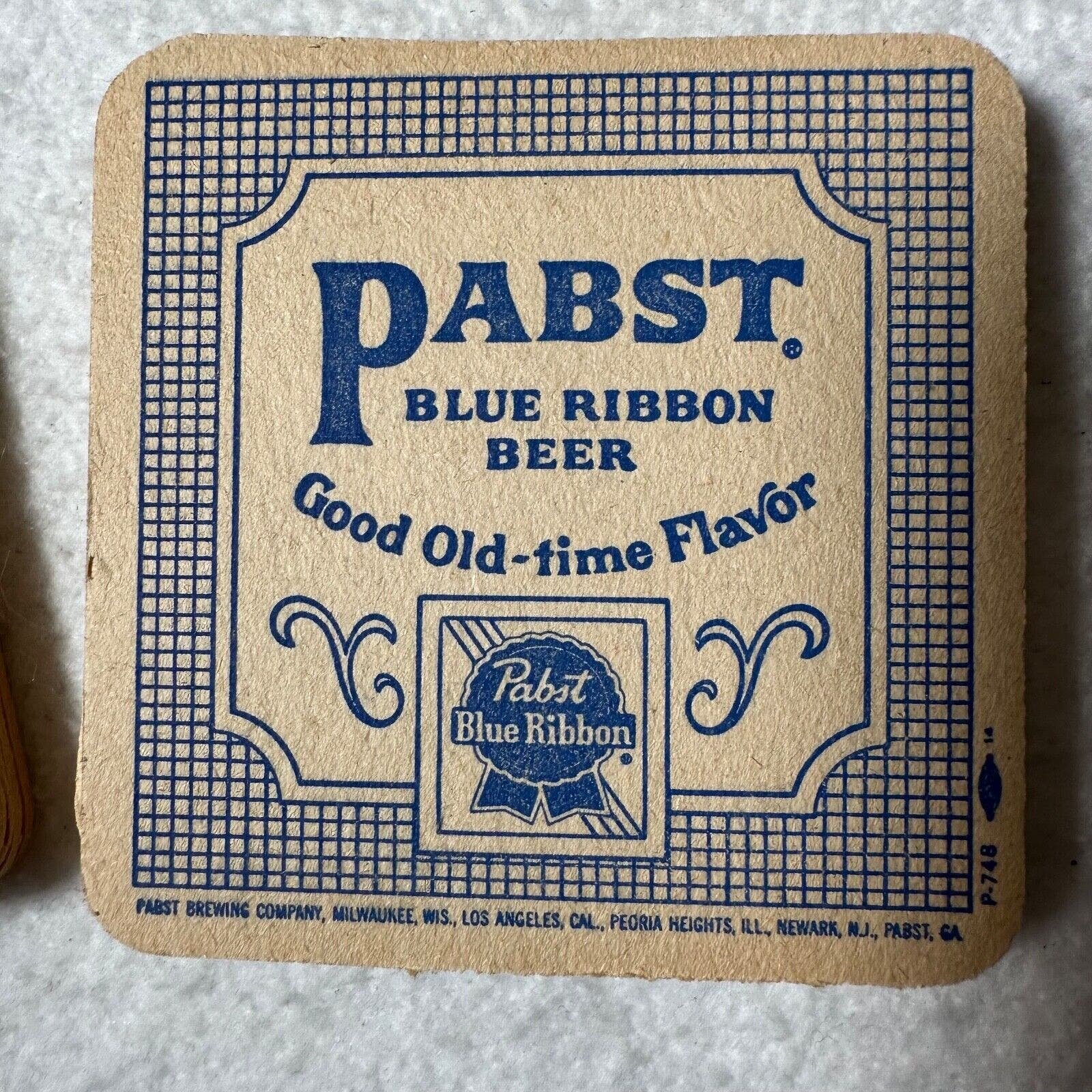 Lot of 10 Vintage PABST Blue Ribbon Double Sided Beer Drink Coasters F4PC9R53S