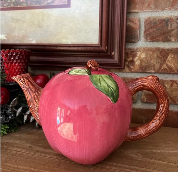 Vintage 1990´s Cracker Barrel Apple Tea pot EGky67hHb