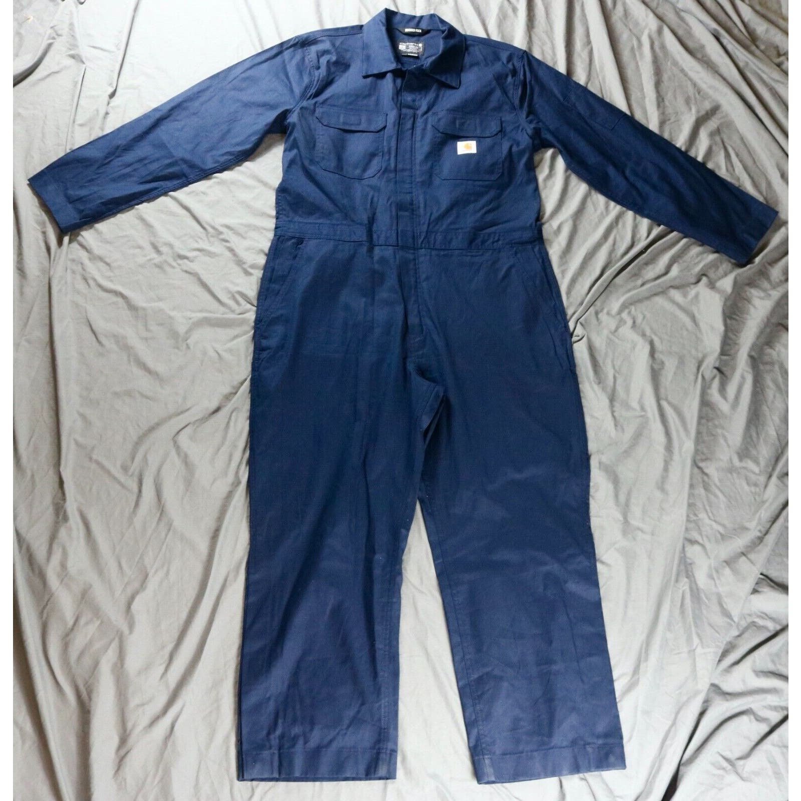 New Carhartt Rugged Flex Canvas Coverall Loose Fit Blue Large Long Sleeve Aj31SGZYy