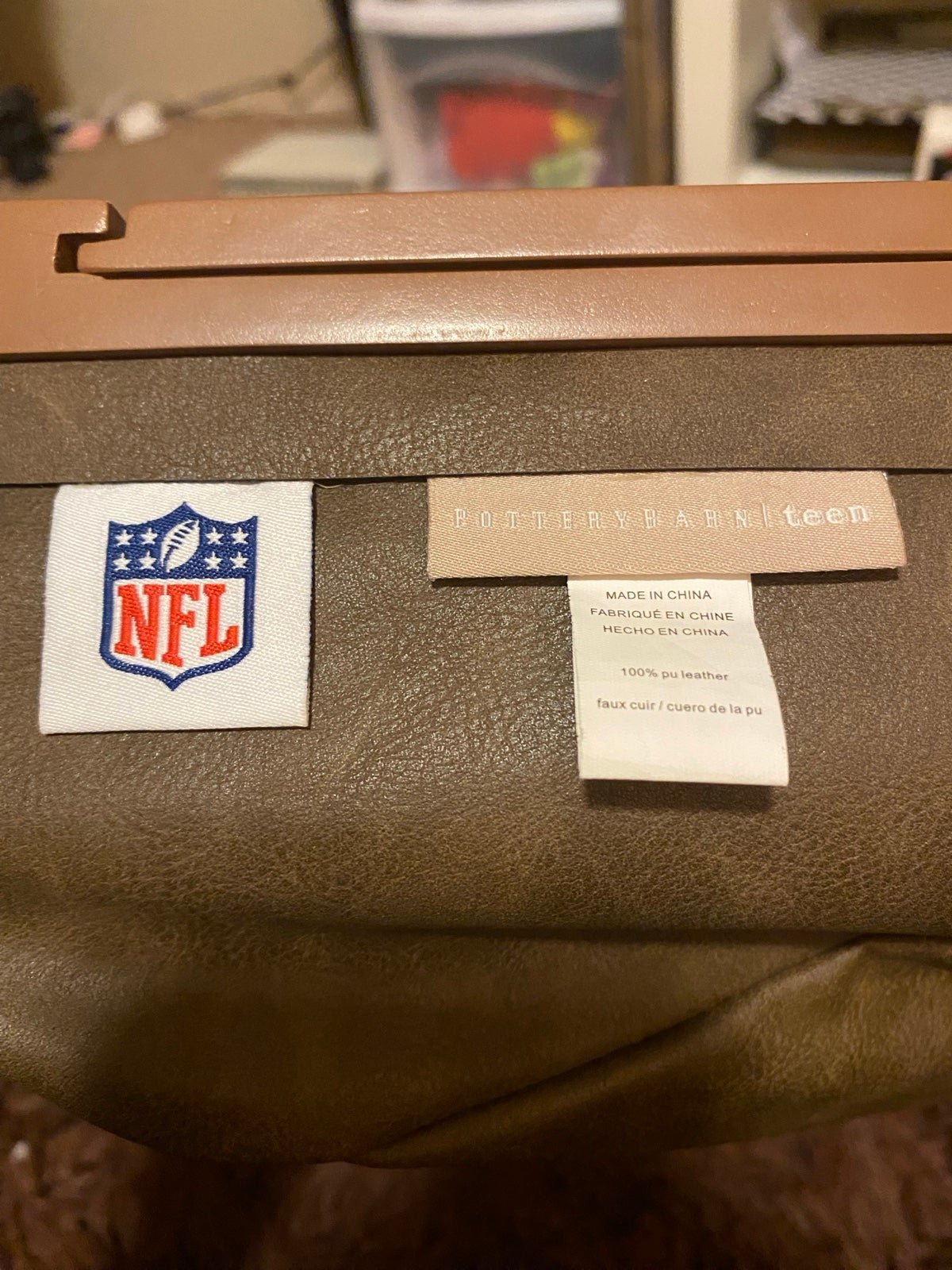 Pottery Barn Wooden Leather Teen NFL Jets Football Super Storage Lapdesk fOfaQLC4z