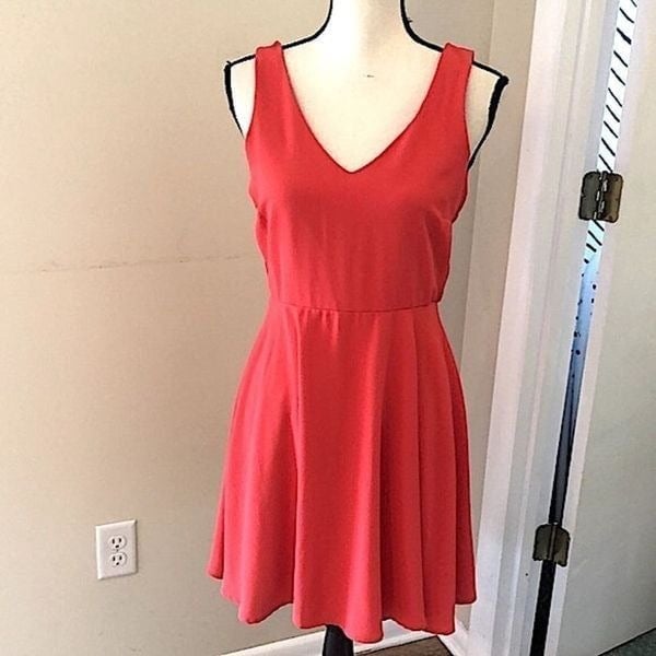 Everly red sleeveless mini dress V neck scoop back line