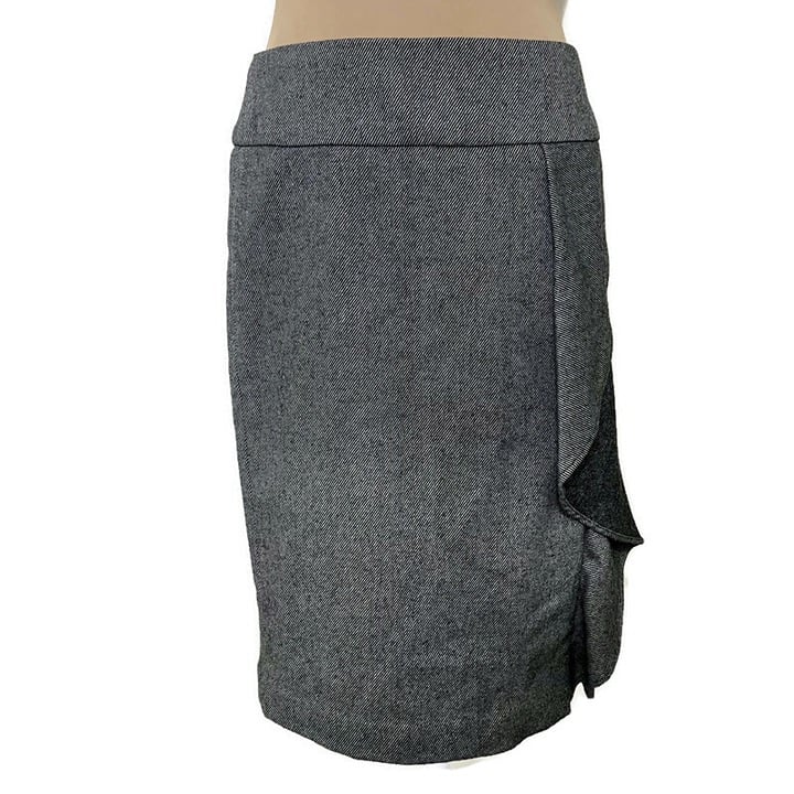 Talbots Wool Tweed Faux Wrap Pencil Skirt Ruffled Lined Size 2 DlxGlmzcD