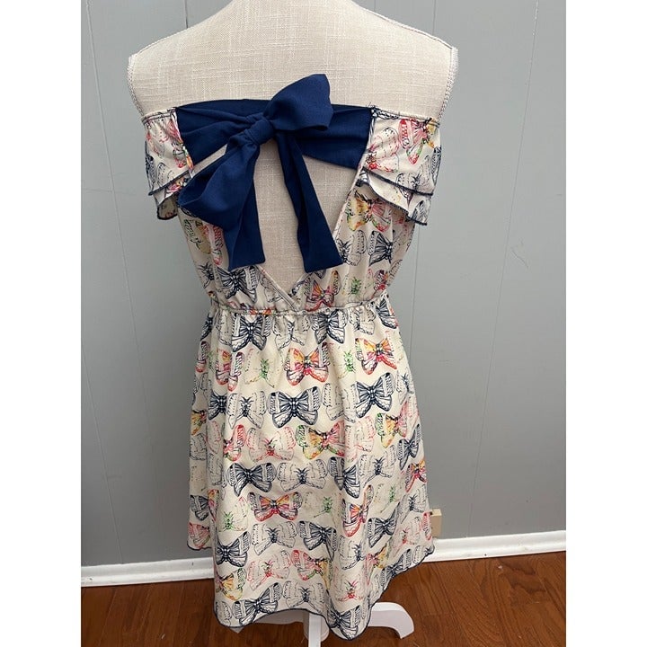 Ocean Drive Clothing Co Dress Size Med Ivory with Butterfly Patterns Mini 5YGEwBkQc