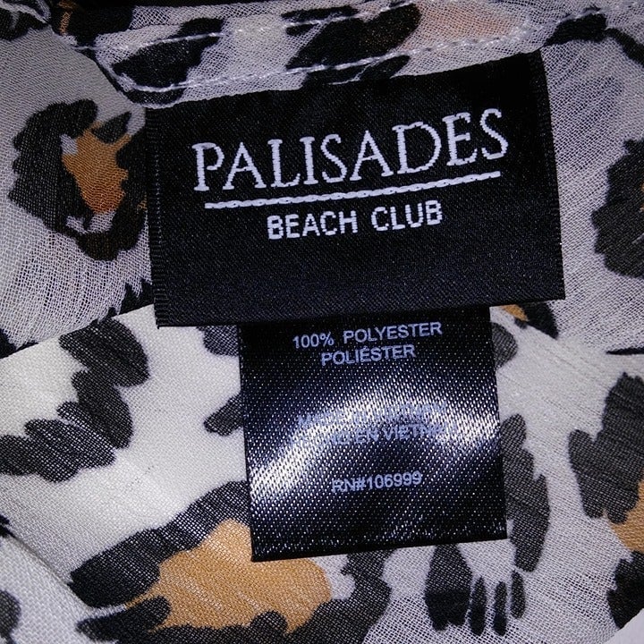 Palisades Beach Club Swim Cover Up Medium Large M/L Sheer Leopard Animal Print S AhJ1yTxGC