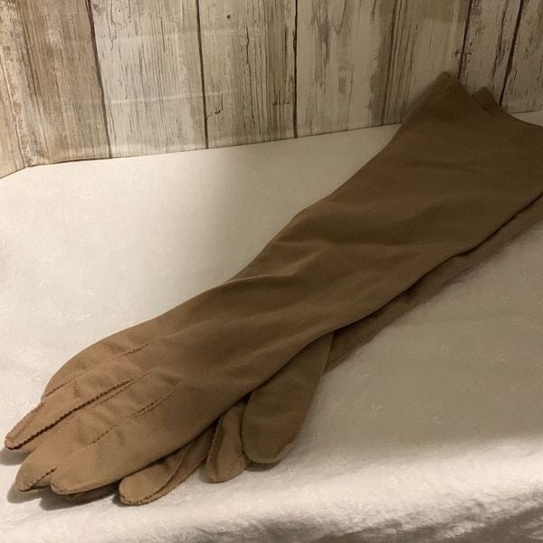 Vintage Brown Long Gloves Medium CxtAakWTG