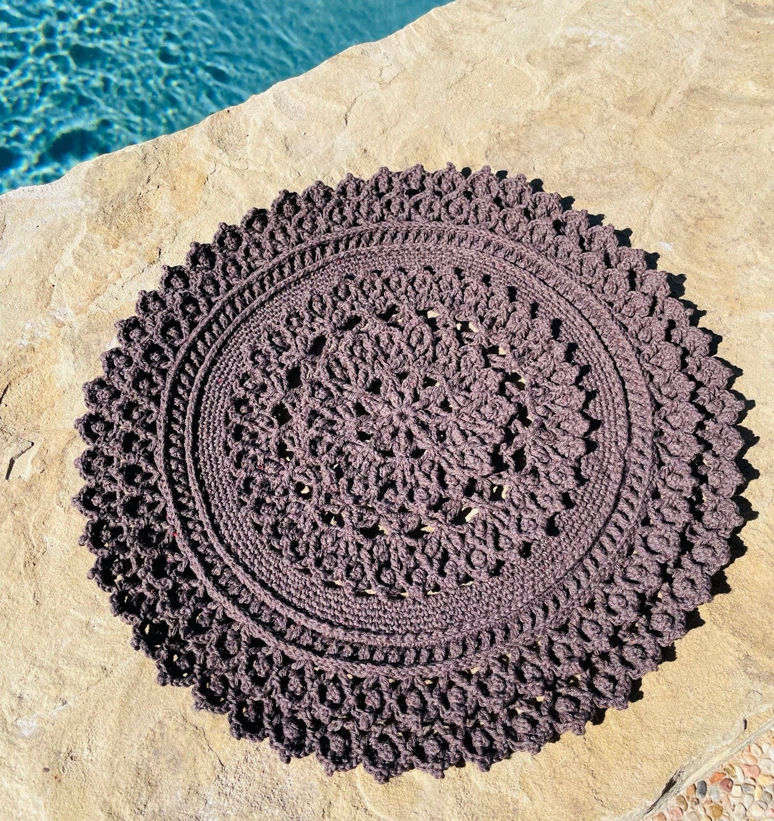 New Mandala Handmade crochet brown round 12” doily 33c3y57B0
