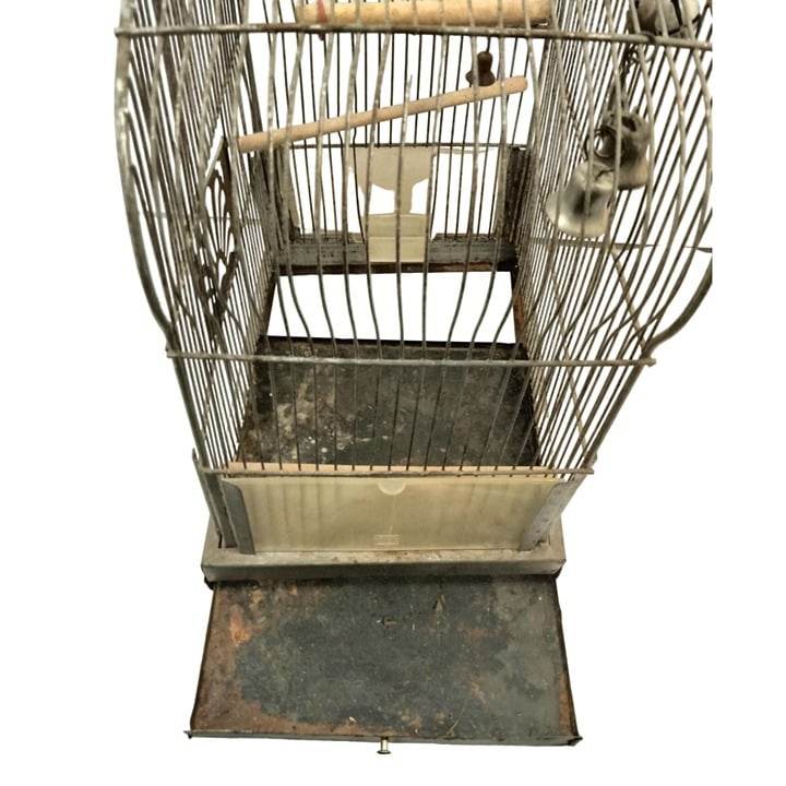 Crown Metal Bird Cage Antique Distressed Shabby Swing 6EJtoeLEd