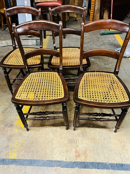 RARE (4) Antique Matching Mahogany  And Cane Dining/Occasional Chairs 7yeOWiwuO