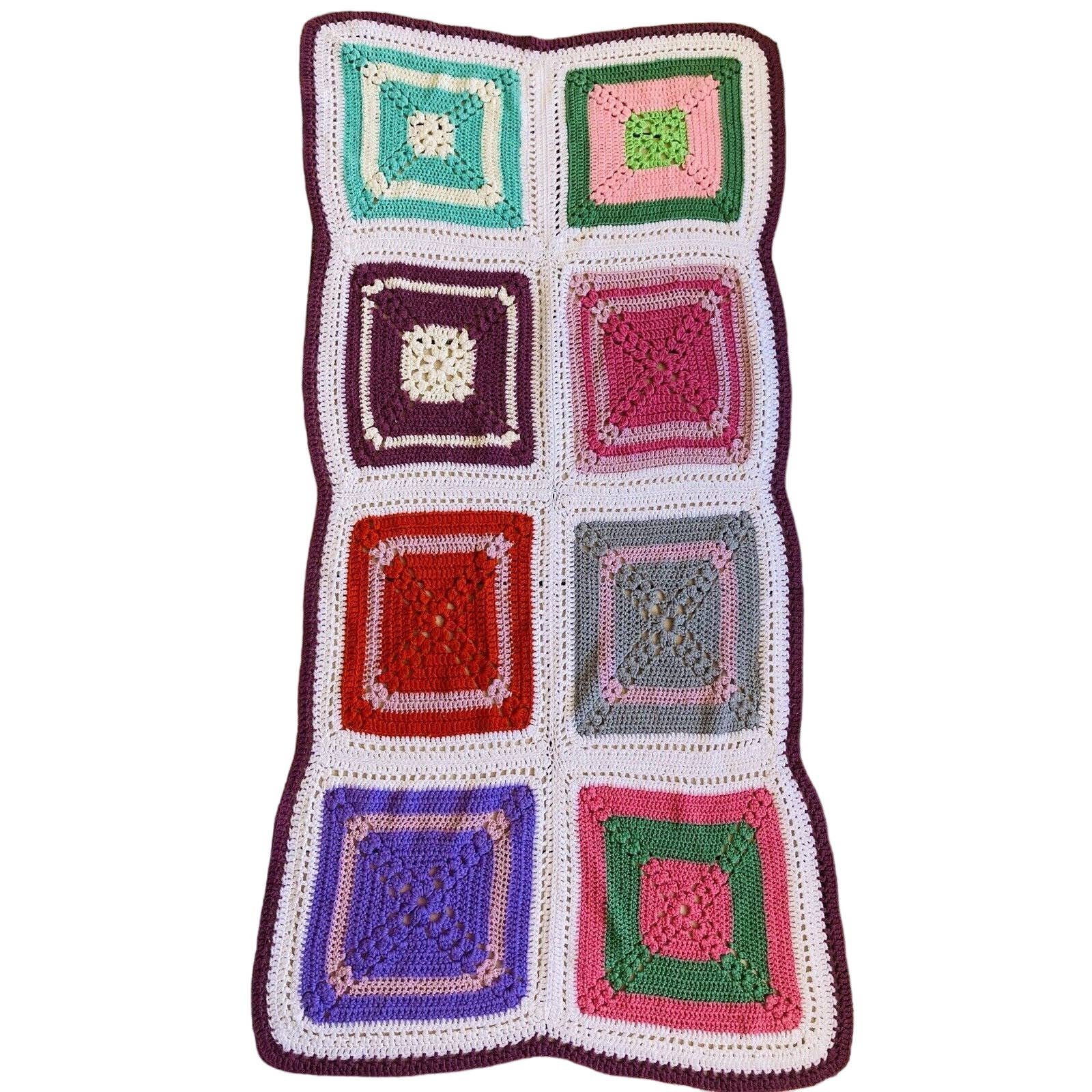 Handmade Afghan Lap Blanket Throw Granny Square 33 x 69