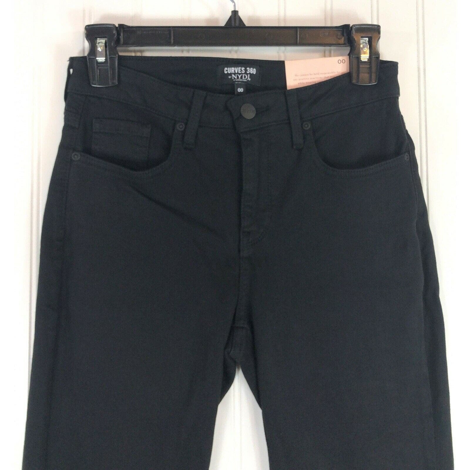 Curves 360 by NYDJ size 00 jeans black slim straight ankle NEW F8MohnH0k