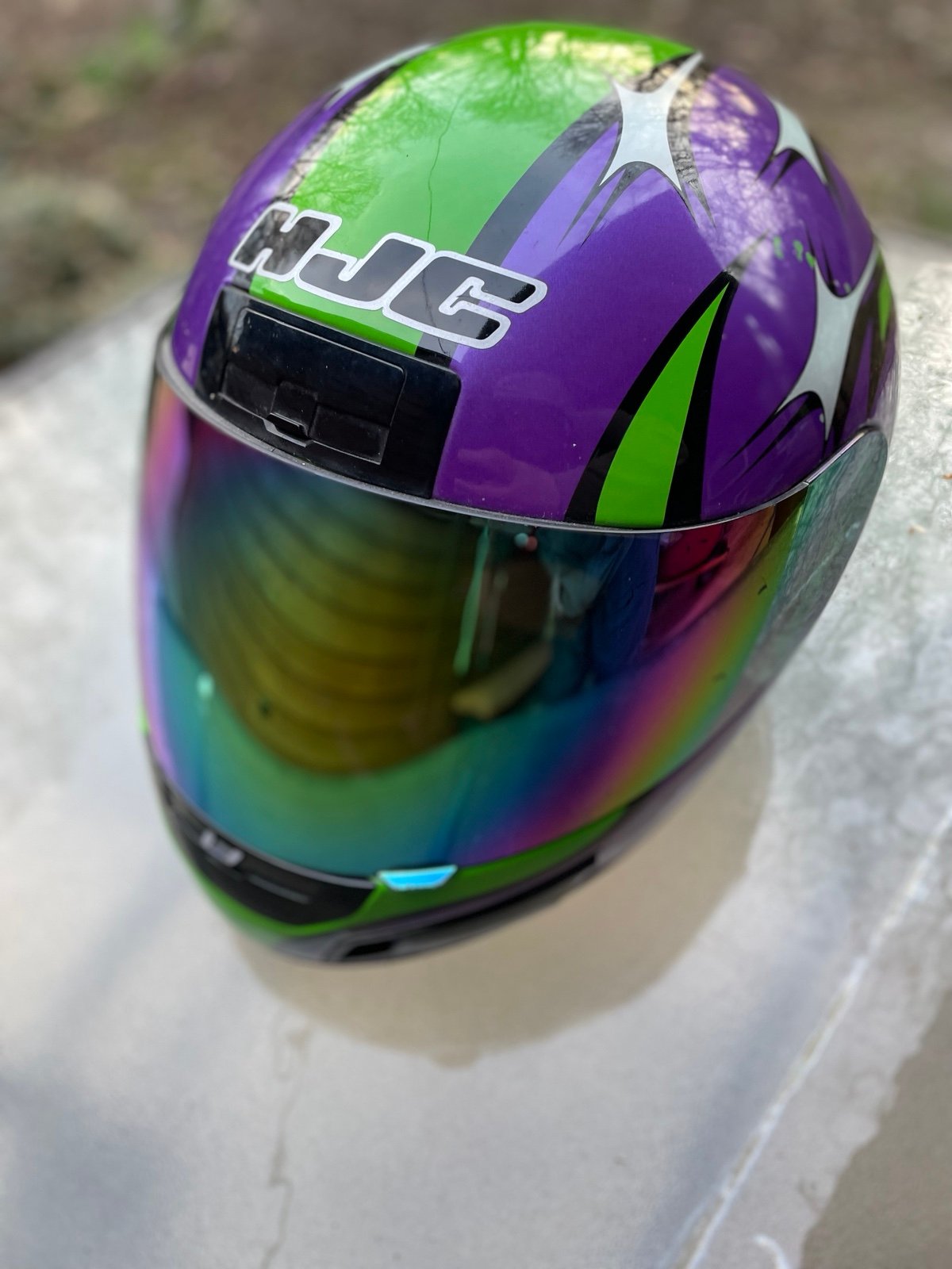 HJC Fusion CL-12 Purple & Green Motorcycle Helmet Size 
