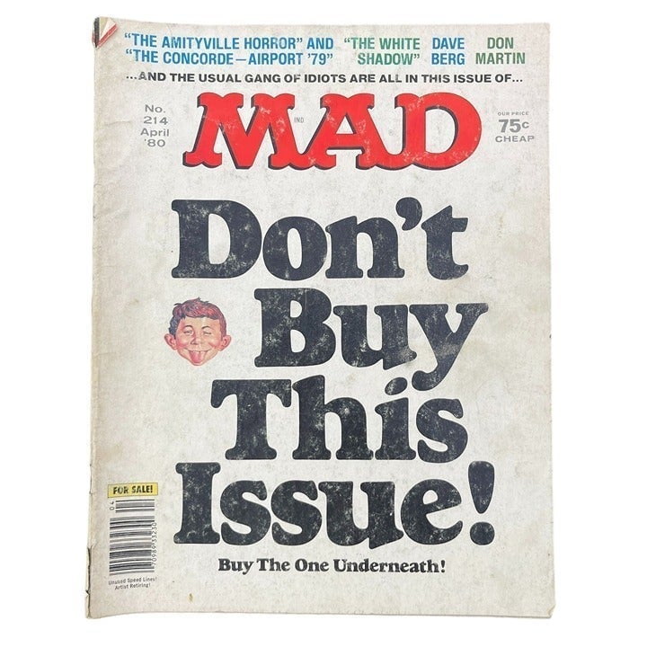 Vintage 1980 MAD Magazine No. 214 Collectible Comedy Sa