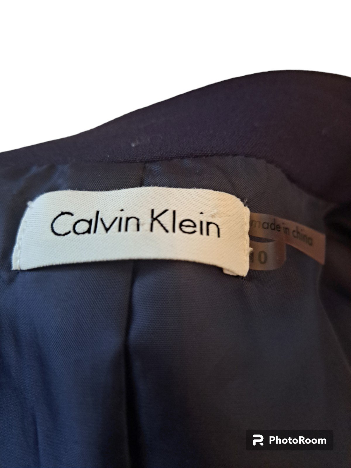 Calvin Klein 10 navy business career dress belted lined navy 68Ify5voW