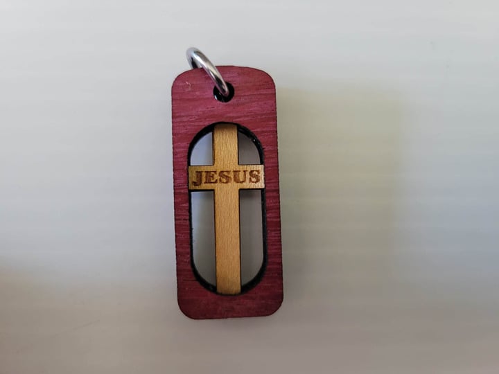 Handmade Jesus Pendant for necklace or keychain, Laser cut. Purpleheart wood bL6fou8fp