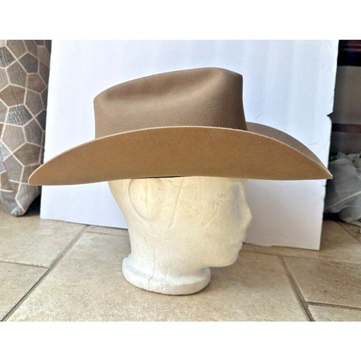 Vintage Resistol 3X Beaver Self Conforming Hand Creased  Pecos Cowboy Hat 7 1/8 fL3Nz8GtQ