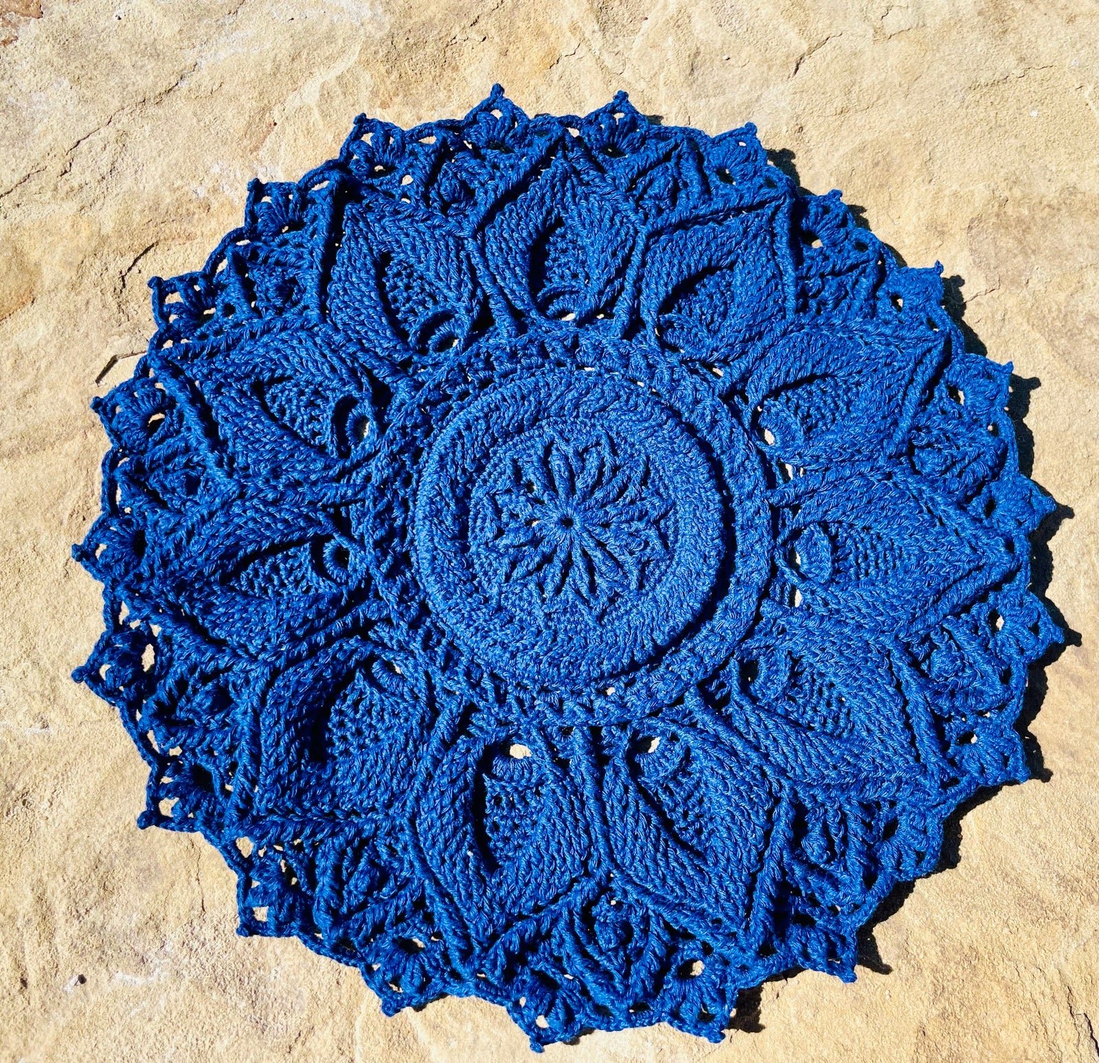 New Datura luxury crochet round blue table cloth 12-1/2
