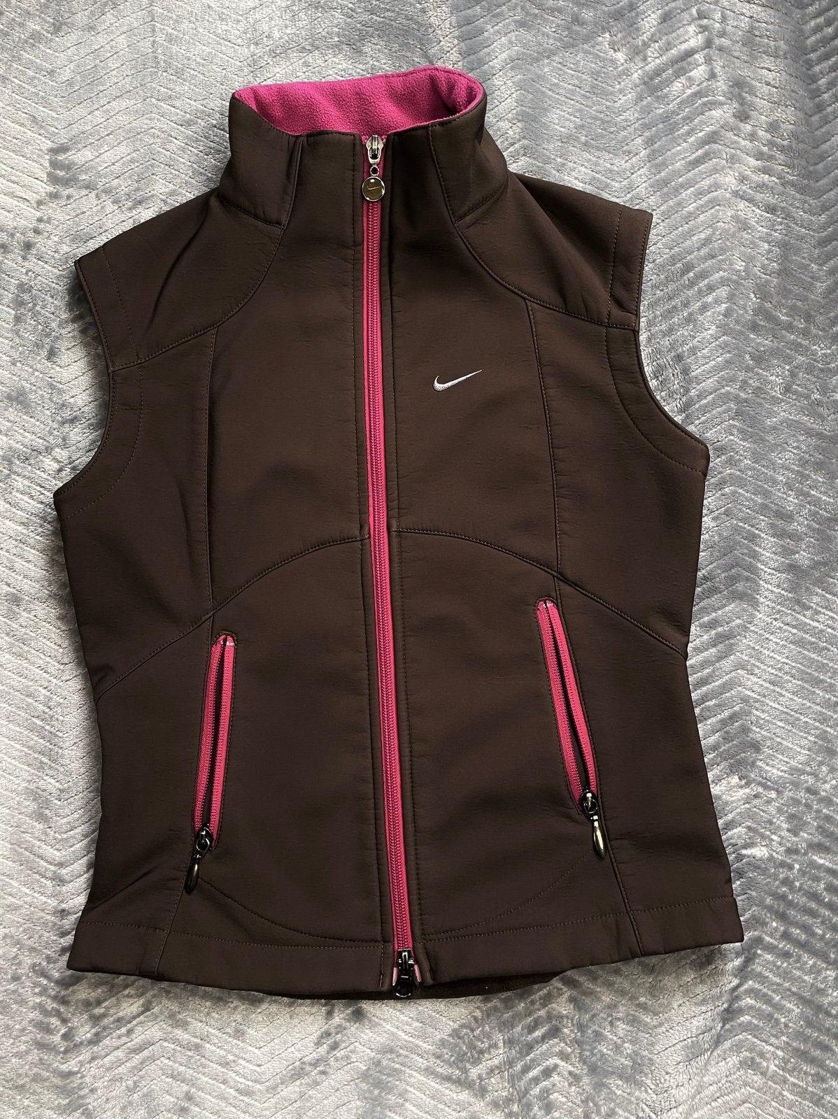 Vtg Womens Nike Gray Tag Fleece Lined Athletic Vest Bro